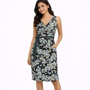 EUC Women's LOFT Dress Size 8P Black Blue